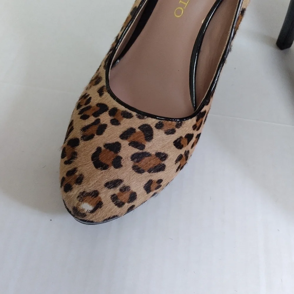 Franco Sarto Leopard Print Calf Hair Heels